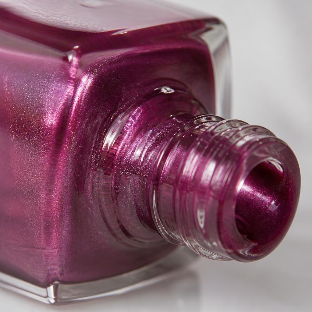 Macrophotography of a glass nail polish bottle